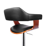 Artiss Bar Stools Gas Lift Leather w/Armrest Black - Furniture > Bar Stools & Chairs