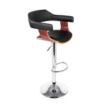 Artiss Bar Stools Gas Lift Leather w/Armrest Black - Furniture > Bar Stools & Chairs