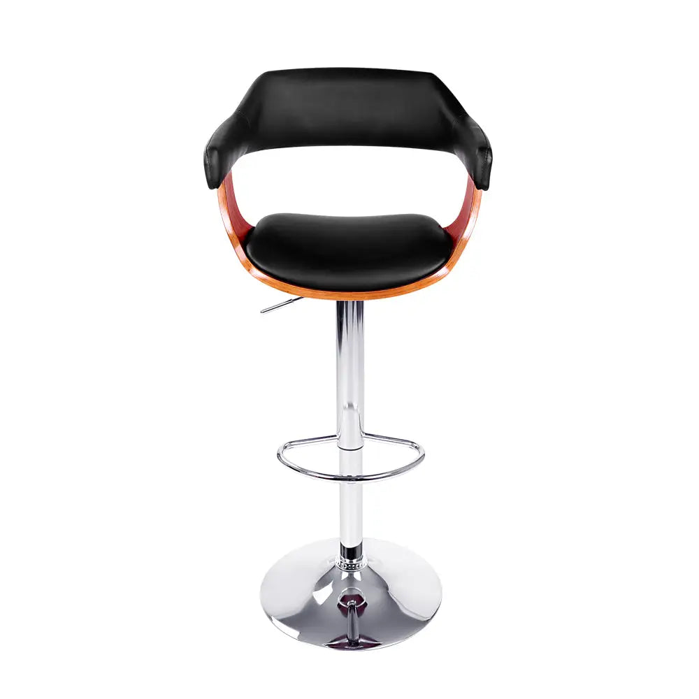 Artiss Bar Stools Gas Lift Leather w/Armrest Black - Furniture > Bar Stools & Chairs