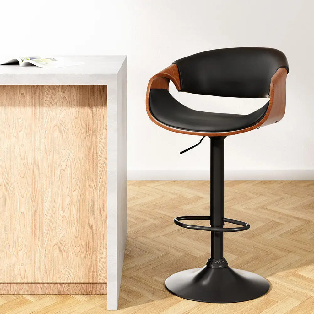 Artiss Bar Stools Gas Lift Leather w/Armrest - Furniture > Bar Stools & Chairs > Table & Bar Stools