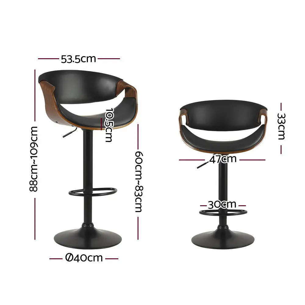 Artiss Bar Stools Gas Lift Leather w/Armrest - Furniture > Bar Stools & Chairs > Table & Bar Stools