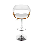 Artiss Bar Stools Gas Lift Leather w/Armrest White - Furniture > Bar Stools & Chairs