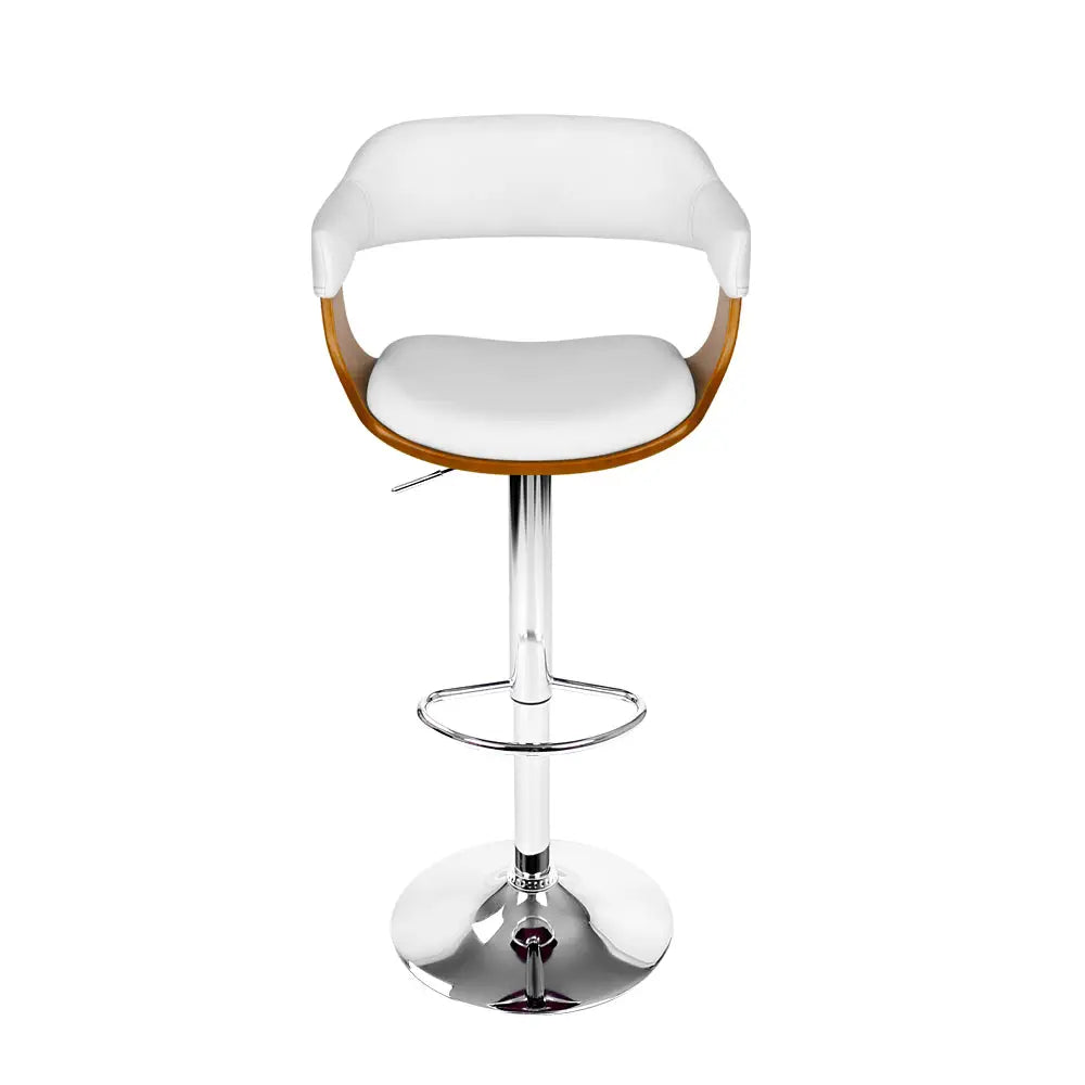 Artiss Bar Stools Gas Lift Leather w/Armrest White - Furniture > Bar Stools & Chairs