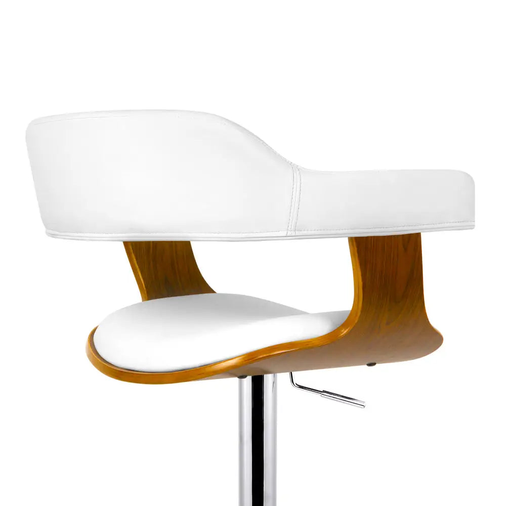 Artiss Bar Stools Gas Lift Leather w/Armrest White - Furniture > Bar Stools & Chairs