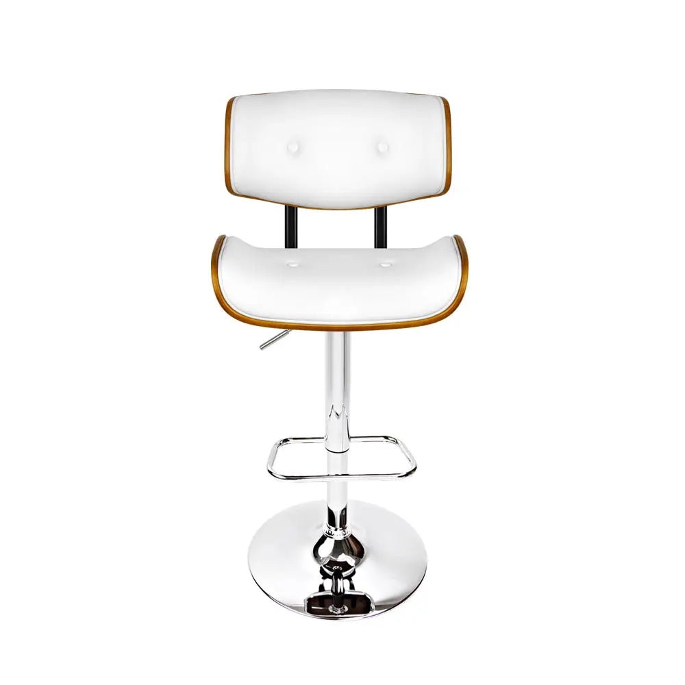 Artiss Bar Stools Gas Lift Leather White - Furniture > Bar Stools & Chairs