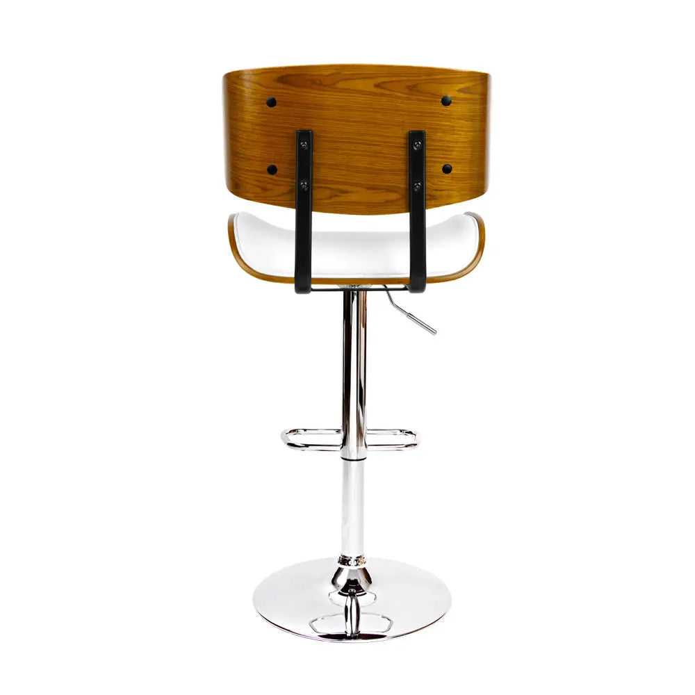 Artiss Bar Stools Gas Lift Leather White - Furniture > Bar Stools & Chairs