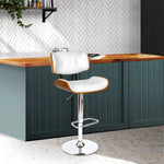 Artiss Bar Stools Gas Lift Leather White - Furniture > Bar Stools & Chairs