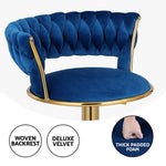 Artiss Bar Stools Gas Lift Velvet Woven Backrest Navy - Furniture > Bar Stools & Chairs