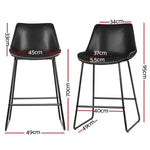 Artiss Bar Stools Kitchen Counter Barstools Leather Metal Chairs Black x2 - Furniture > Bar Stools & Chairs
