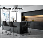 Artiss Bar Stools Kitchen Counter Barstools Leather Metal Chairs Black x2 - Furniture > Bar Stools & Chairs