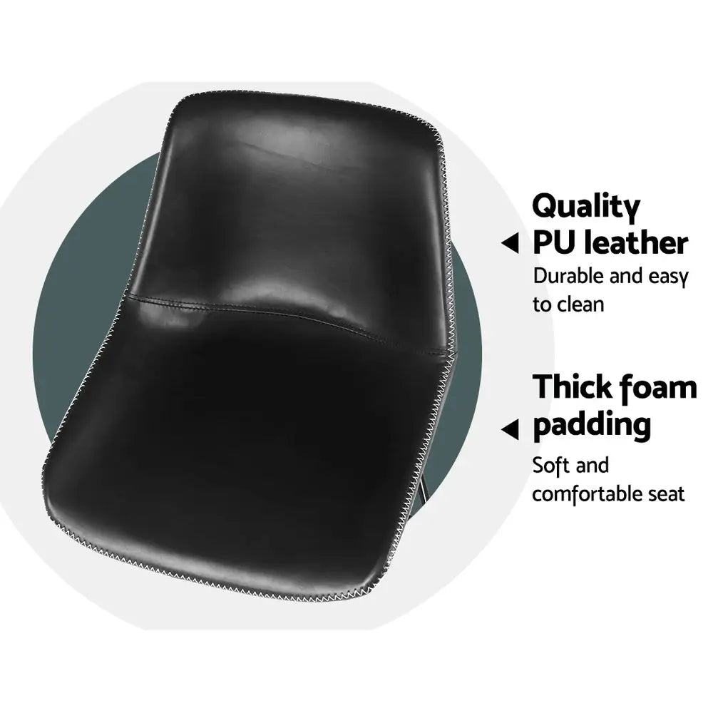Artiss Bar Stools Kitchen Counter Barstools Leather Metal Chairs Black x2 - Furniture > Bar Stools & Chairs