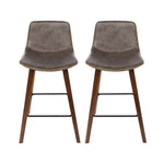 Artiss Bar Stools Kitchen Counter Barstools Leather Wooden Chairs x2 - Furniture > Bar Stools & Chairs
