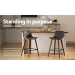 Artiss Bar Stools Kitchen Counter Barstools Leather Wooden Chairs x2 - Furniture > Bar Stools & Chairs