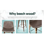 Artiss Bar Stools Kitchen Counter Barstools Leather Wooden Chairs x2 - Furniture > Bar Stools & Chairs