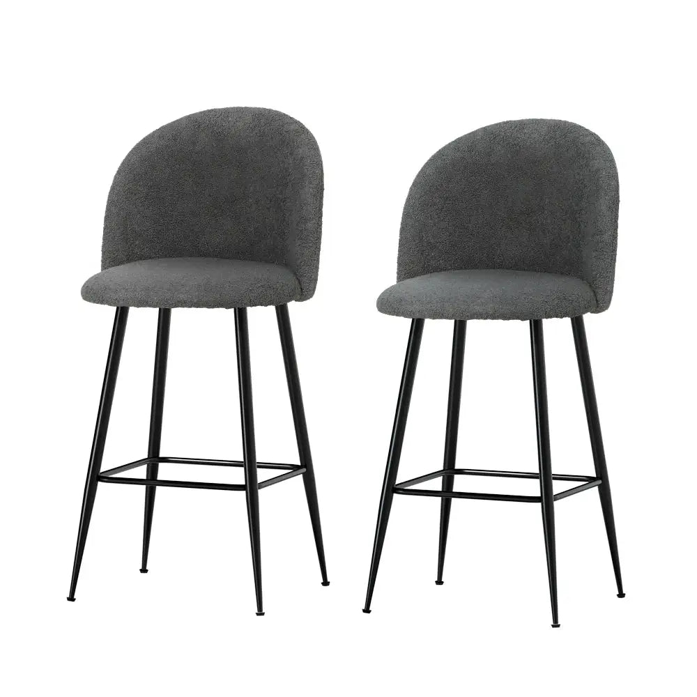 Artiss Bar Stools Kitchen Counter Barstools Sherpa Metal Chairs x2 - Furniture > Bar Stools & Chairs