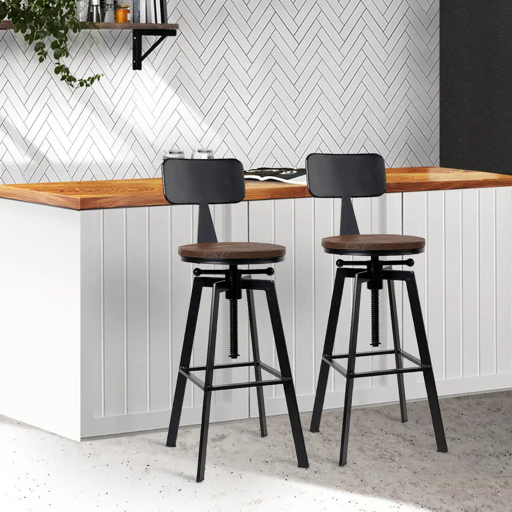 Artiss Bar Stools Kitchen Counter Chairs Vintage Metal Chairs x2 - Furniture > Bar Stools & Chairs
