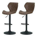 Artiss Bar Stools Kitchen Counter Stools Swivel Gas Lift Vintage Chairs Brown x2 - Furniture > Bar Stools & Chairs