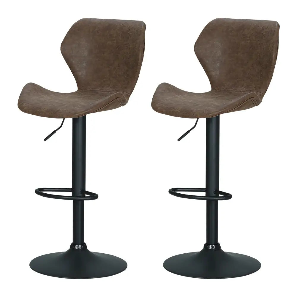 Artiss Bar Stools Kitchen Counter Stools Swivel Gas Lift Vintage Chairs Brown x2 - Furniture > Bar Stools & Chairs
