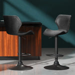 Artiss Bar Stools Kitchen Counter Stools Swivel Gas Lift Vintage Chairs Black x2 - Furniture > Bar Stools & Chairs >
