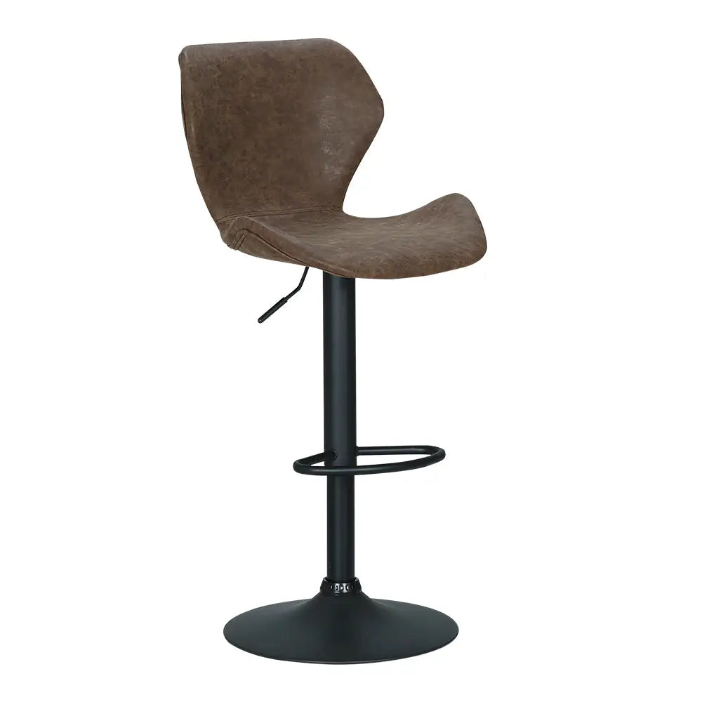 Artiss Bar Stools Kitchen Counter Stools Swivel Gas Lift Vintage Chairs Brown x2 - Furniture > Bar Stools & Chairs