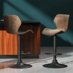 Artiss Bar Stools Kitchen Counter Stools Swivel Gas Lift Vintage Chairs Brown x2 - Furniture > Bar Stools & Chairs