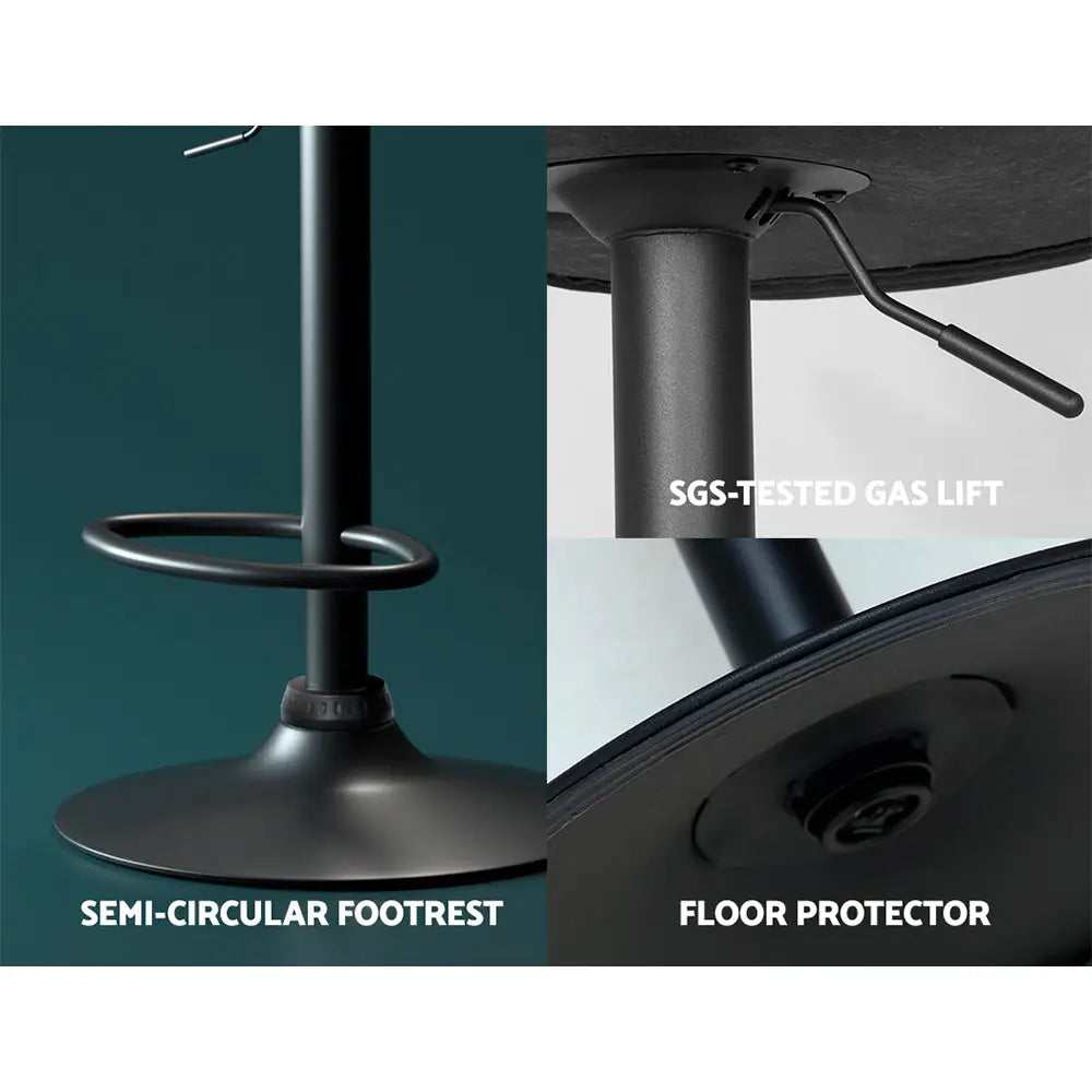 Artiss Bar Stools Kitchen Counter Stools Swivel Gas Lift Vintage Chairs Black x2 - Furniture > Bar Stools & Chairs >