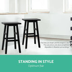 Artiss Bar Stools Kitchen Counter Stools Wooden Chairs Black x2 - Furniture > Bar Stools & Chairs