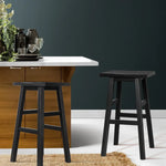 Artiss Bar Stools Kitchen Counter Stools Wooden Chairs Black x2 - Furniture > Bar Stools & Chairs