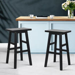 Artiss Bar Stools Kitchen Counter Stools Wooden Chairs Black x2 - Furniture > Bar Stools & Chairs