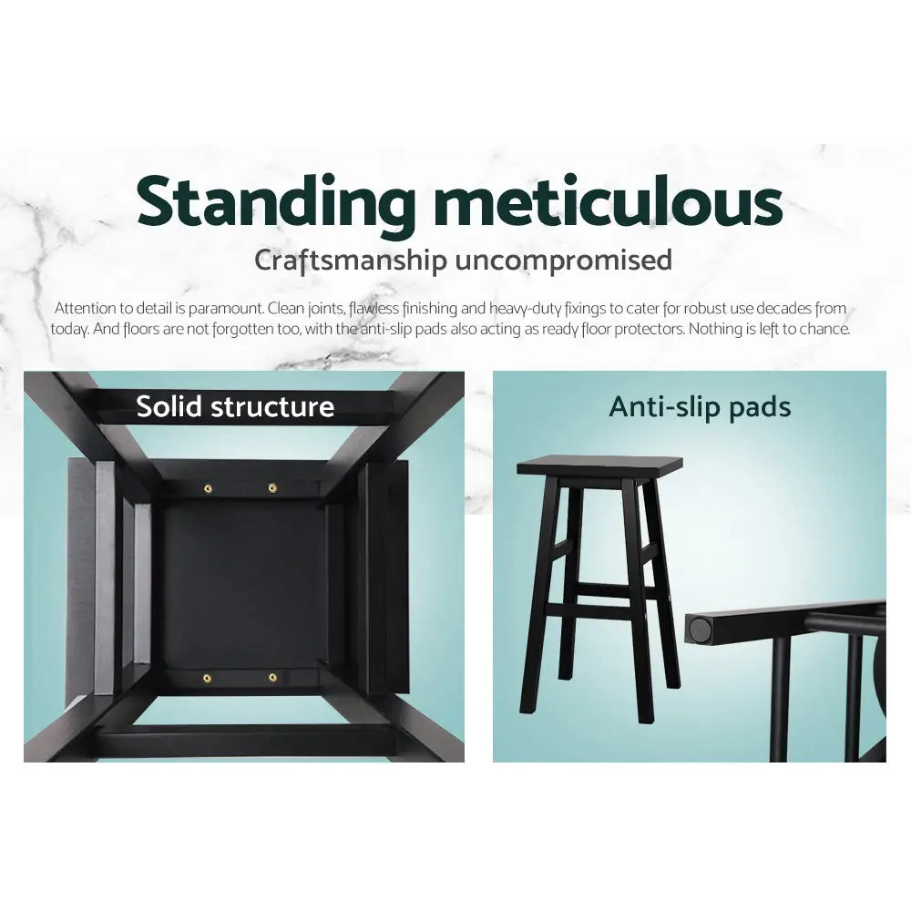 Artiss Bar Stools Kitchen Counter Stools Wooden Chairs Black x4 - Furniture > Bar Stools & Chairs