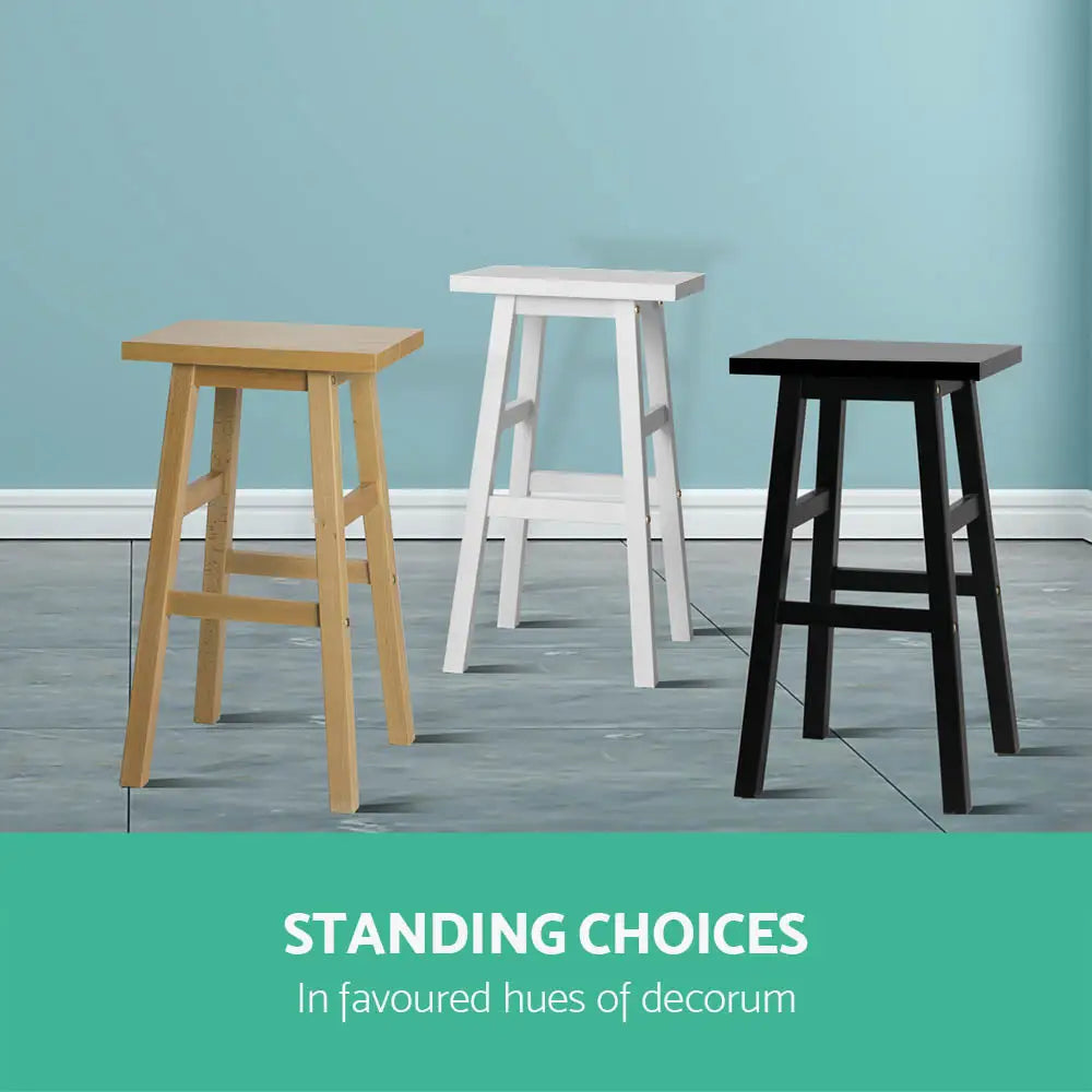 Artiss Bar Stools Kitchen Counter Stools Wooden Chairs Black x4 - Furniture > Bar Stools & Chairs