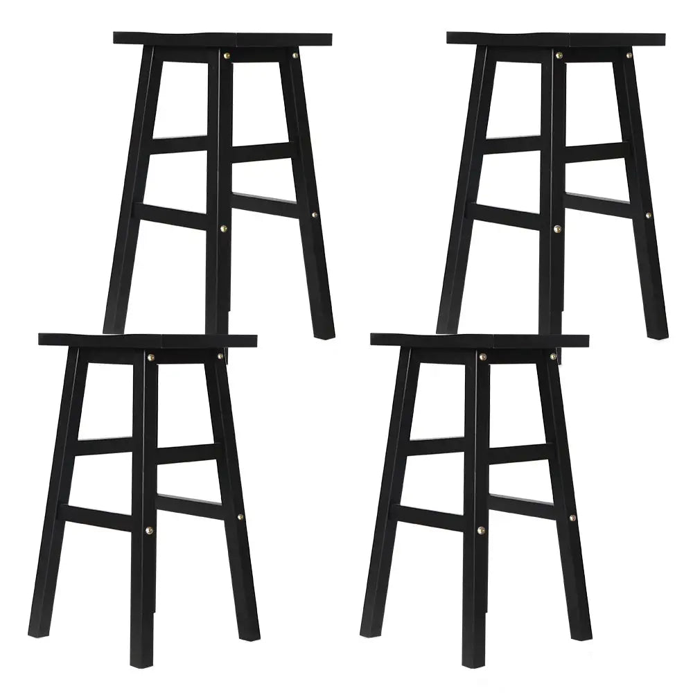 Artiss Bar Stools Kitchen Counter Stools Wooden Chairs Black x4 - Furniture > Bar Stools & Chairs