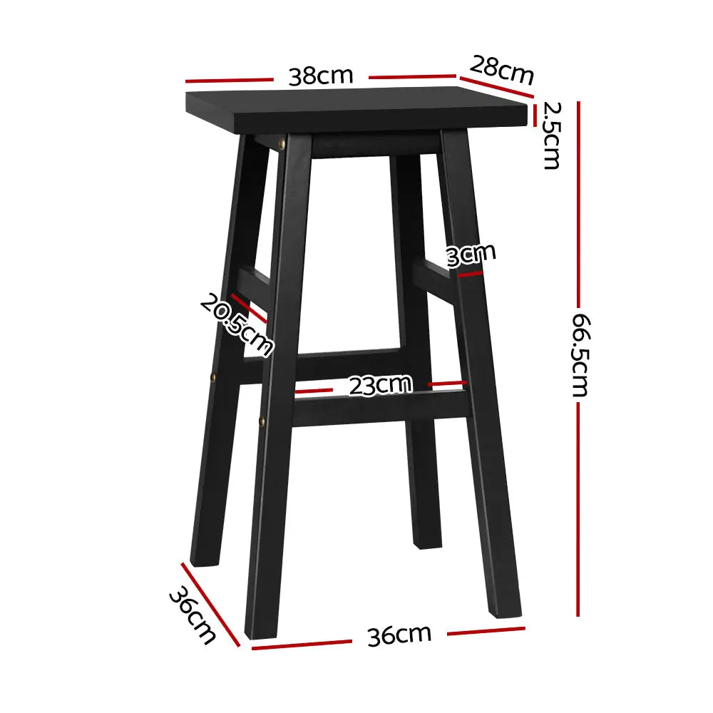 Artiss Bar Stools Kitchen Counter Stools Wooden Chairs Black x4 - Furniture > Bar Stools & Chairs