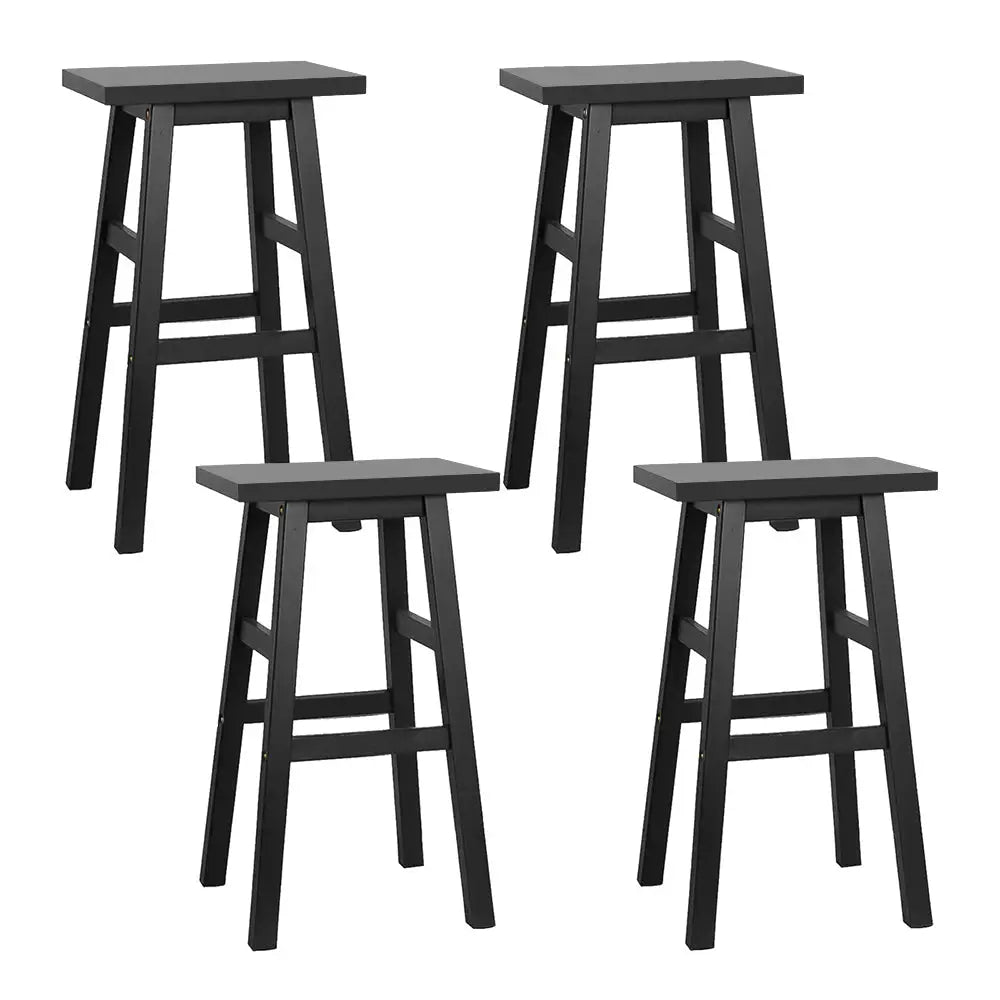 Artiss Bar Stools Kitchen Counter Stools Wooden Chairs Black x4 - Furniture > Bar Stools & Chairs