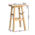 Artiss Bar Stools Kitchen Counter Stools Wooden Chairs Natural x2 - Furniture > Bar Stools & Chairs