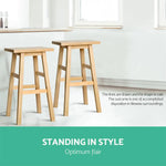Artiss Bar Stools Kitchen Counter Stools Wooden Chairs Natural x2 - Furniture > Bar Stools & Chairs