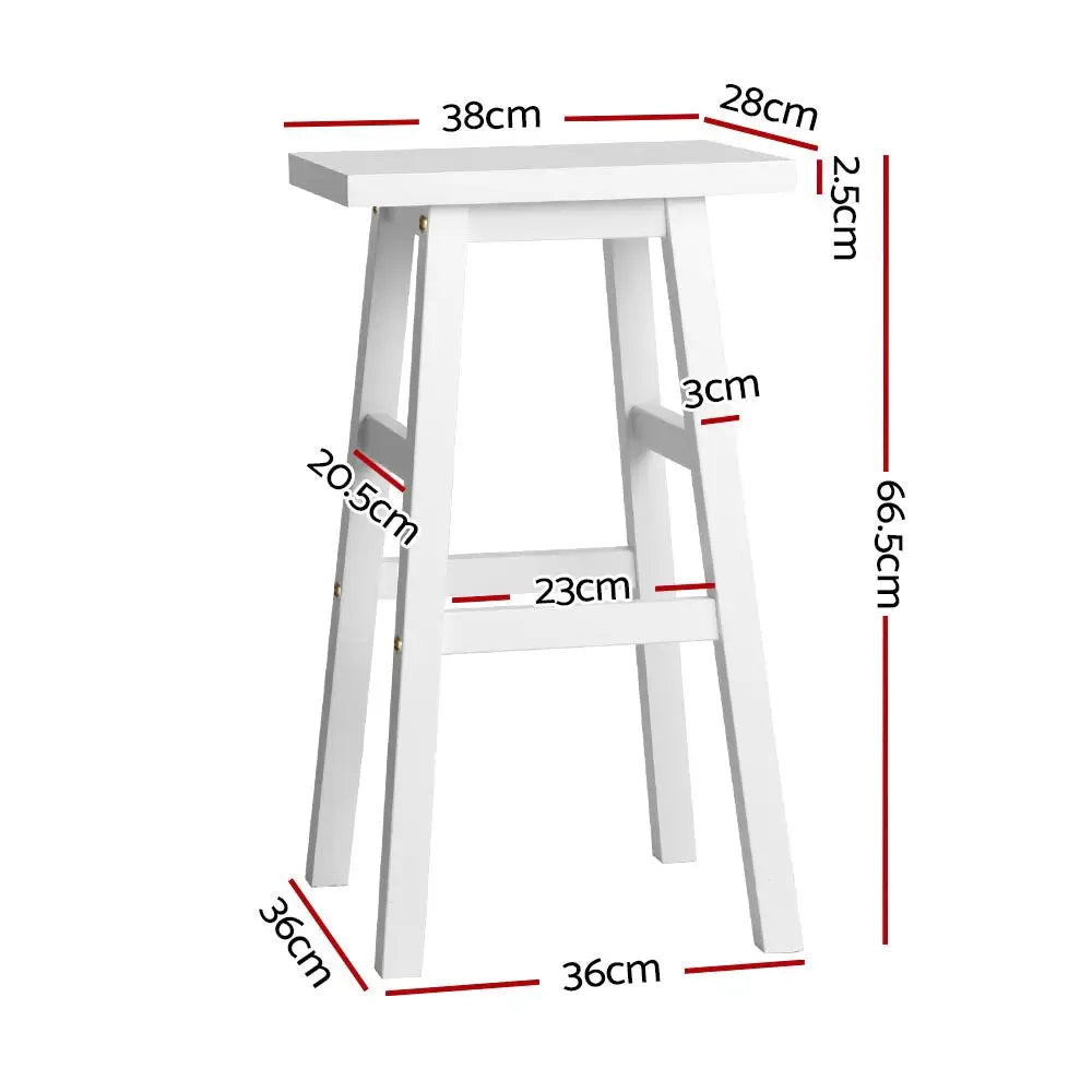 Artiss Bar Stools Kitchen Counter Stools Wooden Chairs White x2 - Furniture > Bar Stools & Chairs