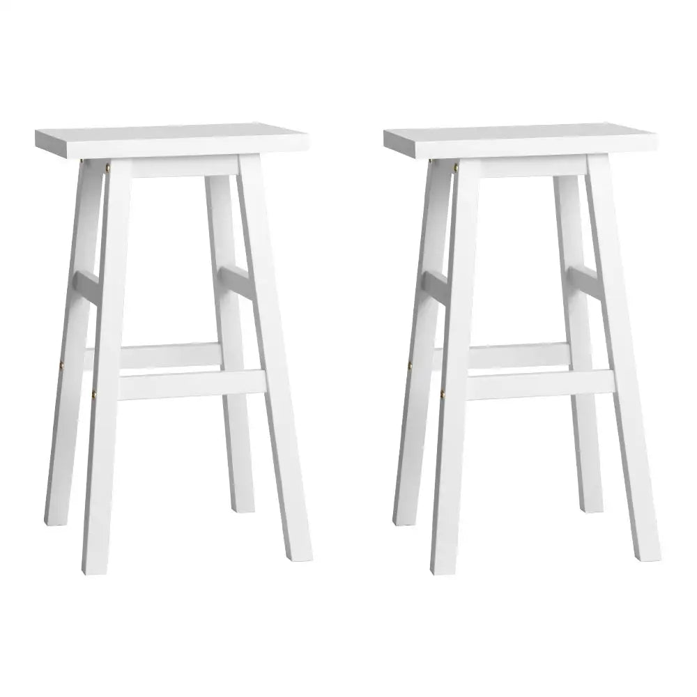 Artiss Bar Stools Kitchen Counter Stools Wooden Chairs White x2 - Furniture > Bar Stools & Chairs