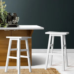 Artiss Bar Stools Kitchen Counter Stools Wooden Chairs White x2 - Furniture > Bar Stools & Chairs
