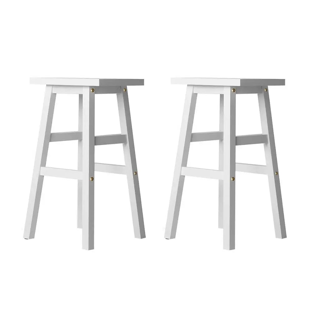 Artiss Bar Stools Kitchen Counter Stools Wooden Chairs White x2 - Furniture > Bar Stools & Chairs