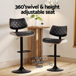Artiss Bar Stools Kitchen Dining Chairs Gas Lift Stool Wooden Leather Black - Furniture > Bar Stools & Chairs > Table &