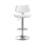 Artiss Bar Stools Kitchen Dining Chairs Gas Lift Stool Wooden Leather White - Furniture > Bar Stools & Chairs > Table &