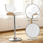 Artiss Bar Stools Kitchen Dining Chairs Gas Lift Stool Wooden Leather White - Furniture > Bar Stools & Chairs > Table &