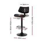Artiss Bar Stools Kitchen Dining Chairs Gas Lift Stool Wooden Leather Black - Furniture > Bar Stools & Chairs > Table &