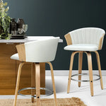 Artiss Bar Stools Kitchen Leather Barstools Swivel Counter Chairs x2 - Furniture > Bar Stools & Chairs