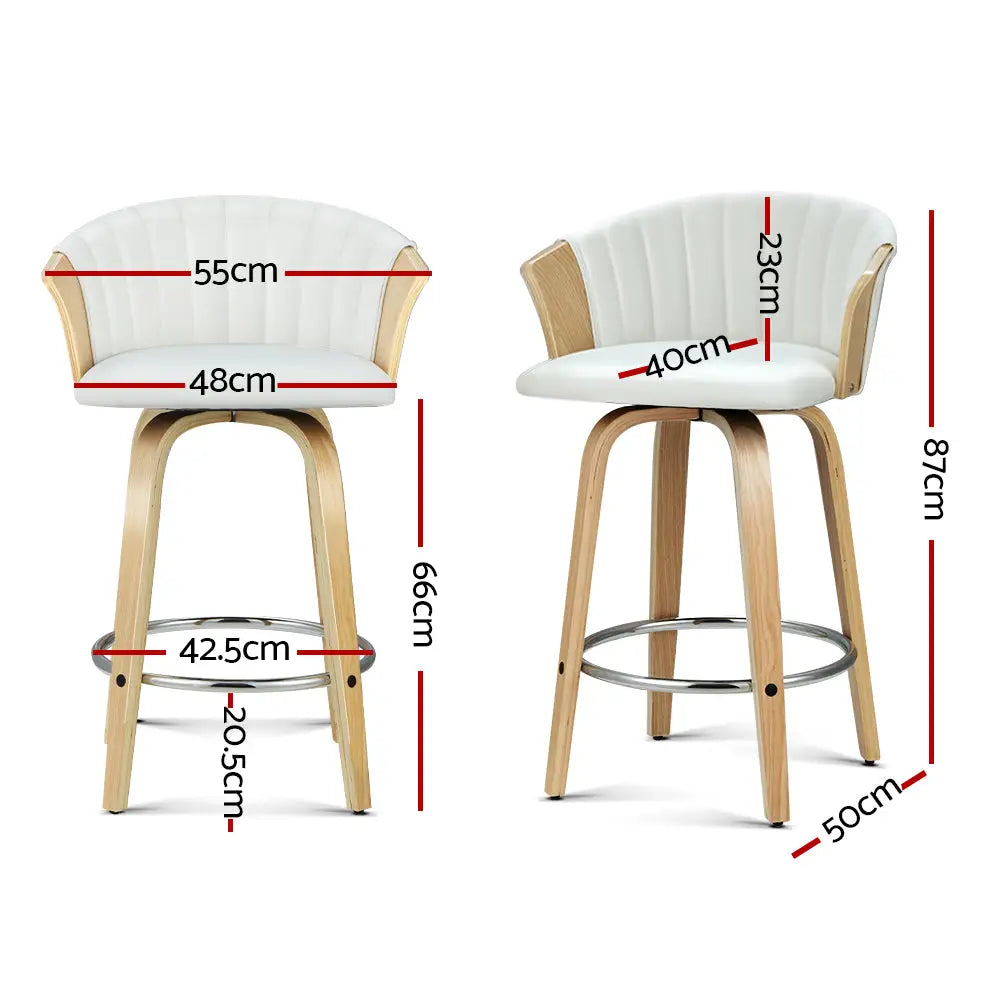 Artiss Bar Stools Kitchen Leather Barstools Swivel Counter Chairs x2 - Furniture > Bar Stools & Chairs