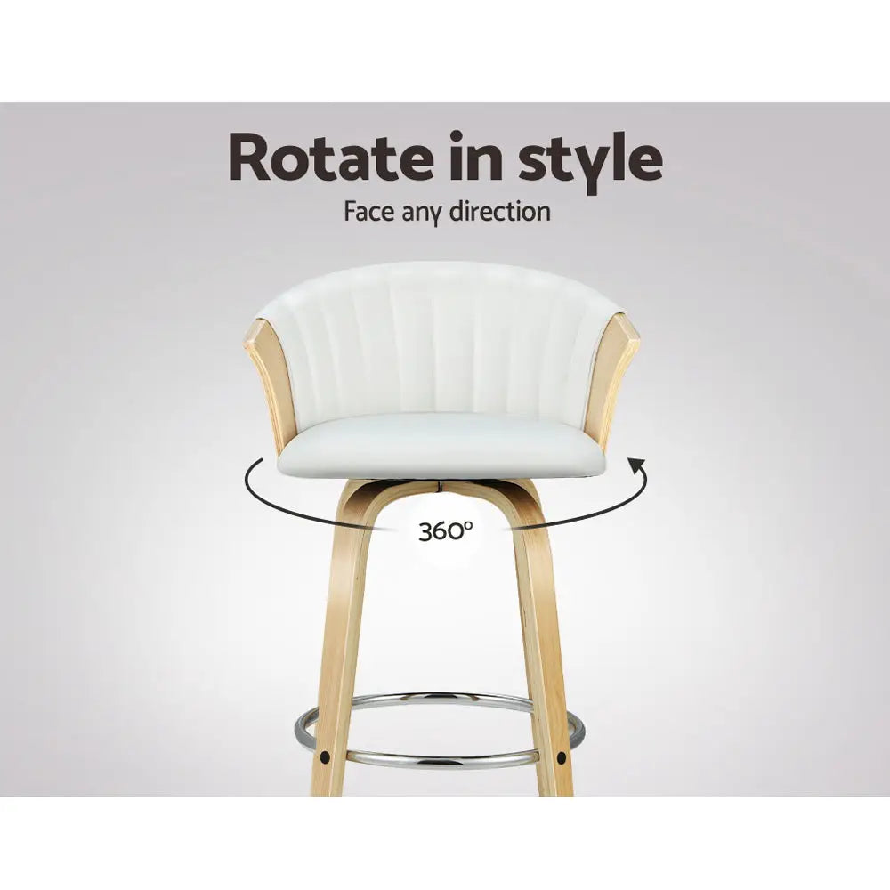 Artiss Bar Stools Kitchen Leather Barstools Swivel Counter Chairs x2 - Furniture > Bar Stools & Chairs
