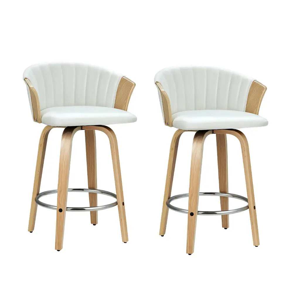 Artiss Bar Stools Kitchen Leather Barstools Swivel Counter Chairs x2 - Furniture > Bar Stools & Chairs
