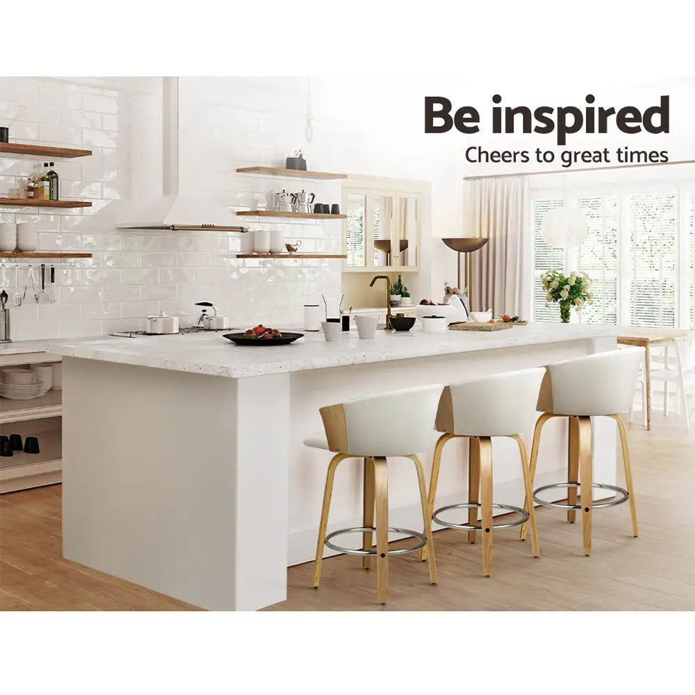 Artiss Bar Stools Kitchen Leather Barstools Swivel Counter Chairs x2 - Furniture > Bar Stools & Chairs