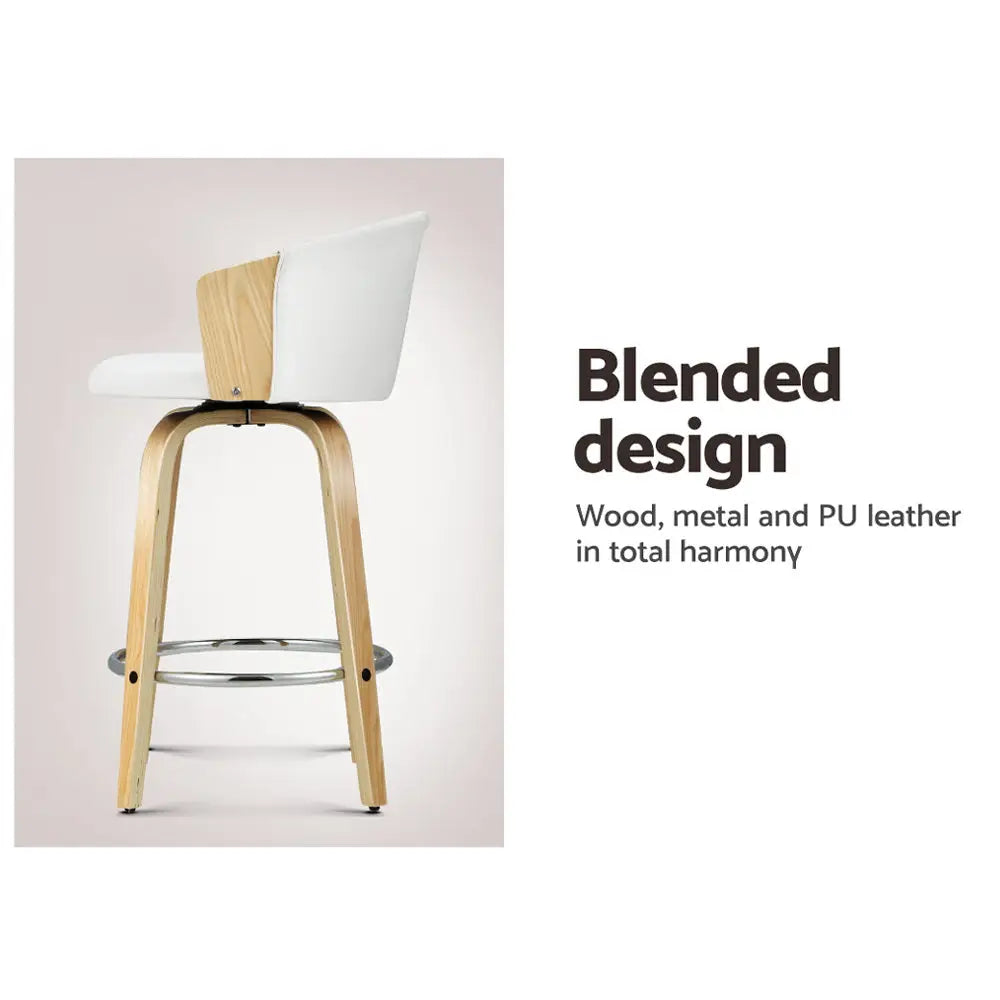 Artiss Bar Stools Kitchen Leather Barstools Swivel Counter Chairs x2 - Furniture > Bar Stools & Chairs